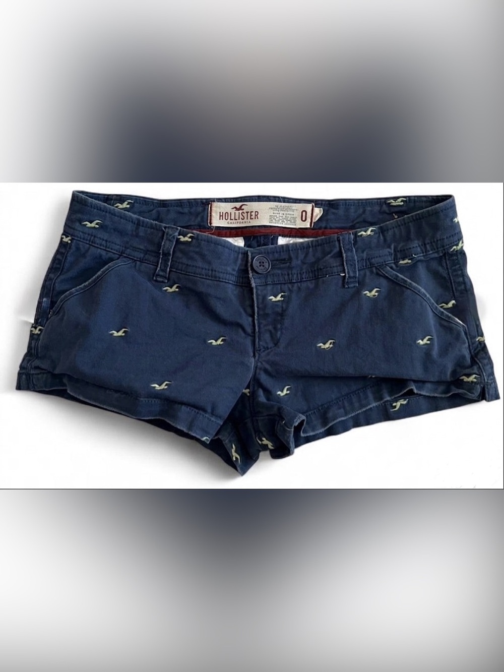 Hollister Navy Blue Embroidered Logo Women’s Shorts Size 0 Perfect Condition